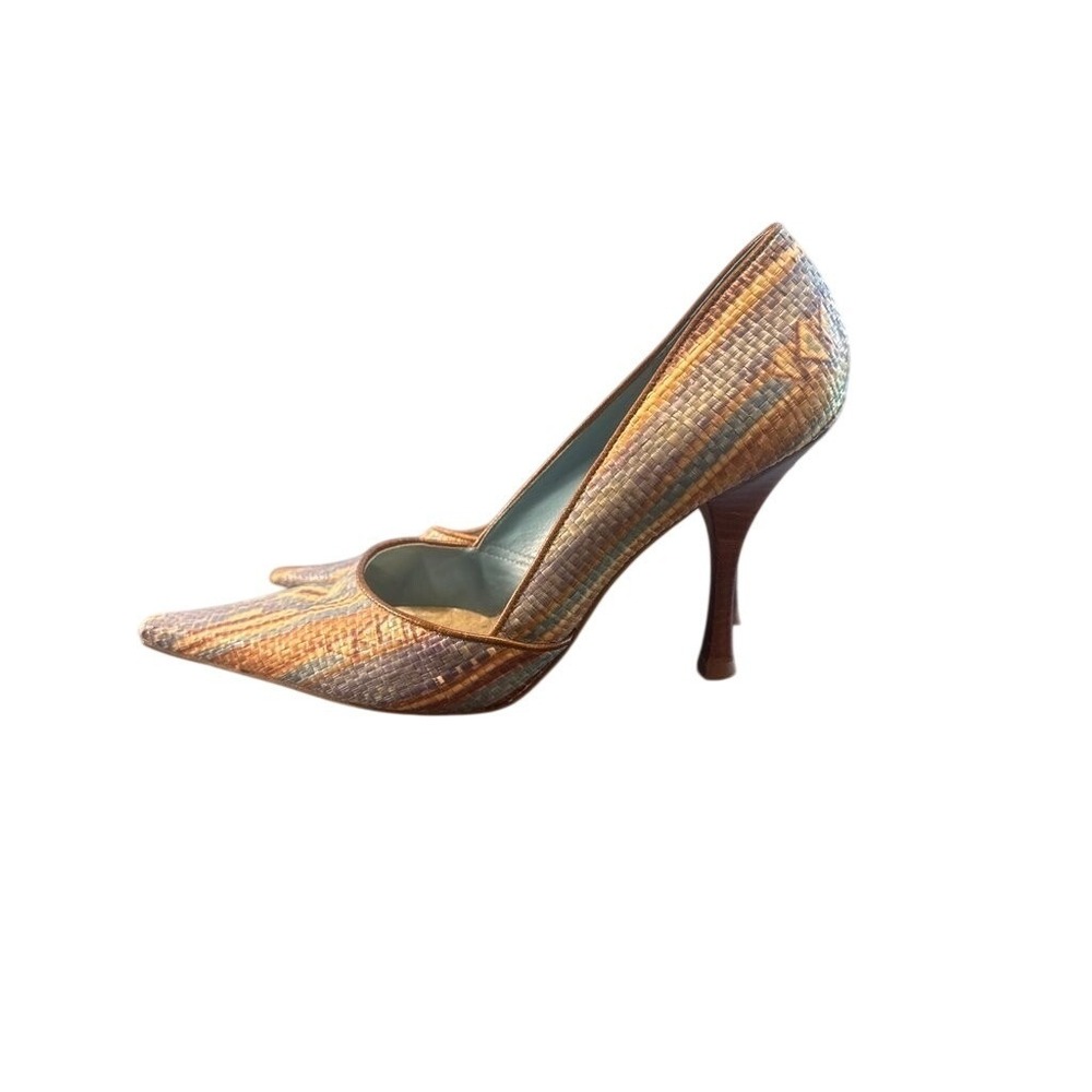 BCBGirls Woven Multi-Color Pointed Toe Pumps Wood Heel Women Size 38‎ 7.5